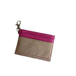 Poppie Jones Lobster Pink Beige Faux Snakeskin Claw Clasp Card Holder